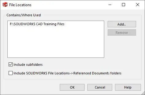 SOLIDWORKS Dateimanager Menü Dateispeicherorte