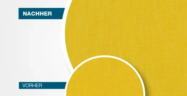 Textilprobe nach 50 Waschgängen zur Farberhaltungsprüfung