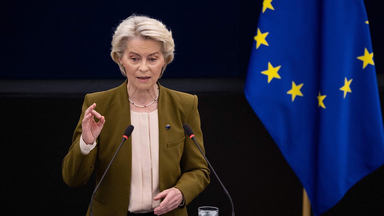 Ursula von der Leyen während einer Rede im Europäischen Parlament in Brüssel