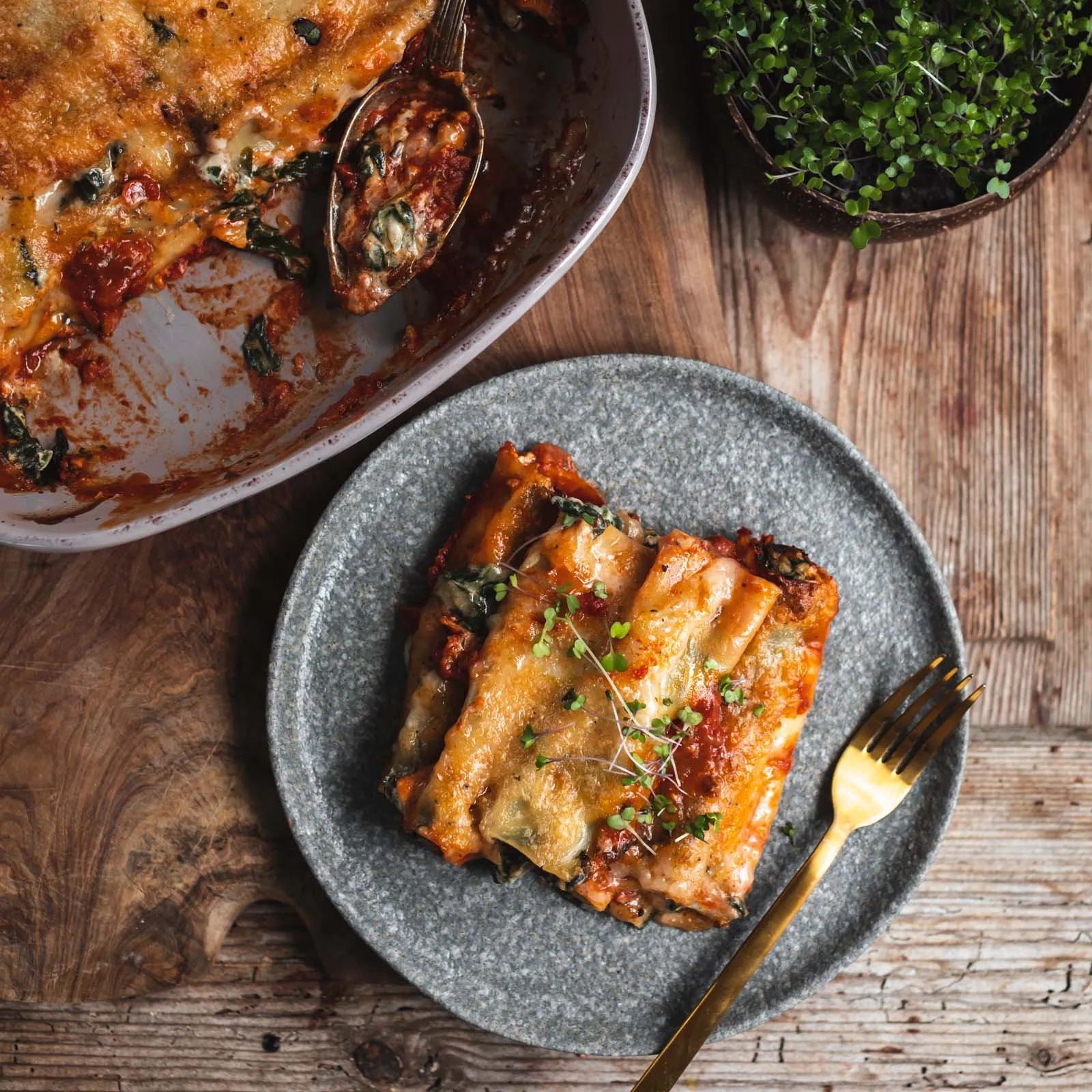 Vegane Cannelloni mit Spinat