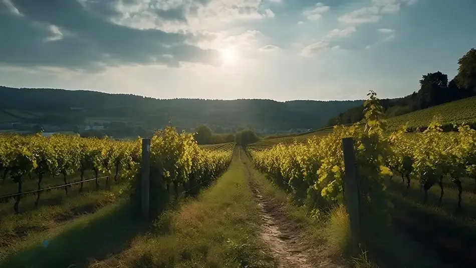 Weiter Blick über deutsche Weinberge und Landschaften