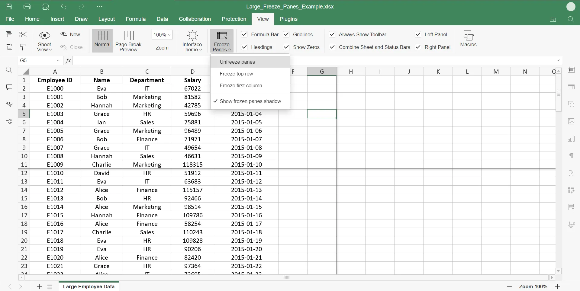 Wie man Zeilen und Spalten in Excel-Blättern fixiert