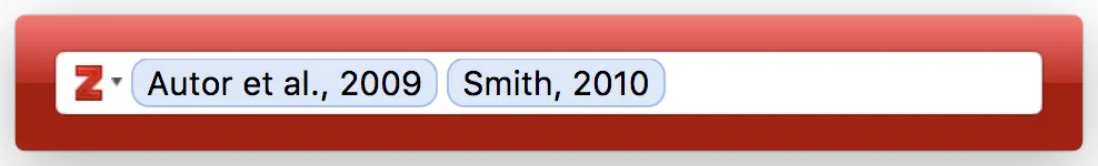 Zitationsdialog zum Auswählen mehrerer Elemente