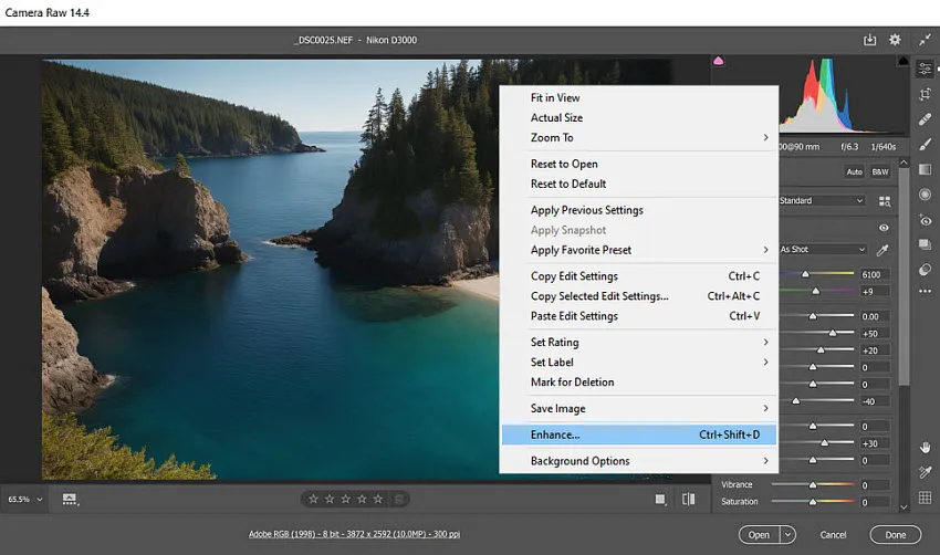 Zugriff auf Super Resolution in Photoshop